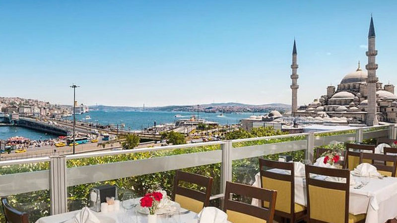 View of Sultan Ahmed from the terrace of Hamdi restaura