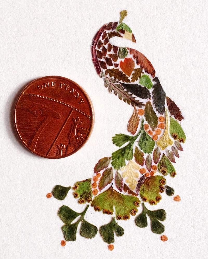 Peacock made of flowers next to the coin; Photo source: Helenahpornsiri.com website