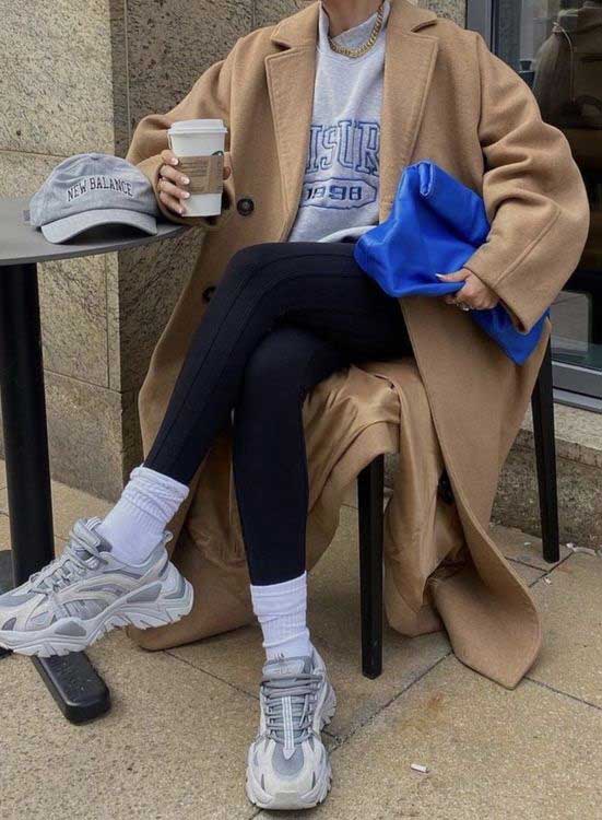 Tights with sports shoes