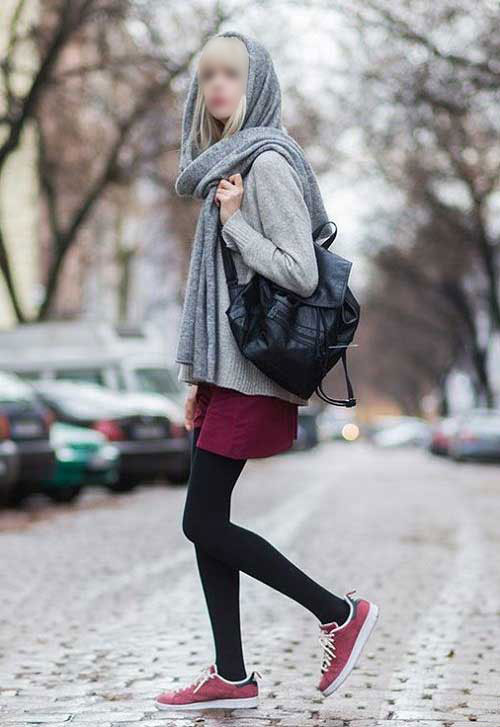 Tights with sports shoes