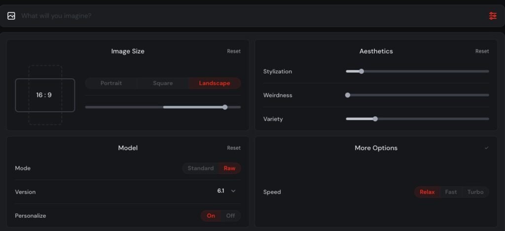 Image settings on the Midgerni website