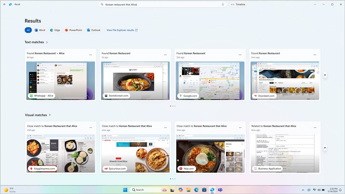 Screenshot in Windows Recall