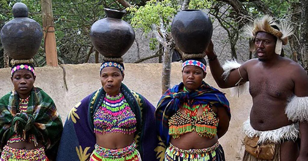 A picture of the women of the Zulu tribe, one of the African tribes 