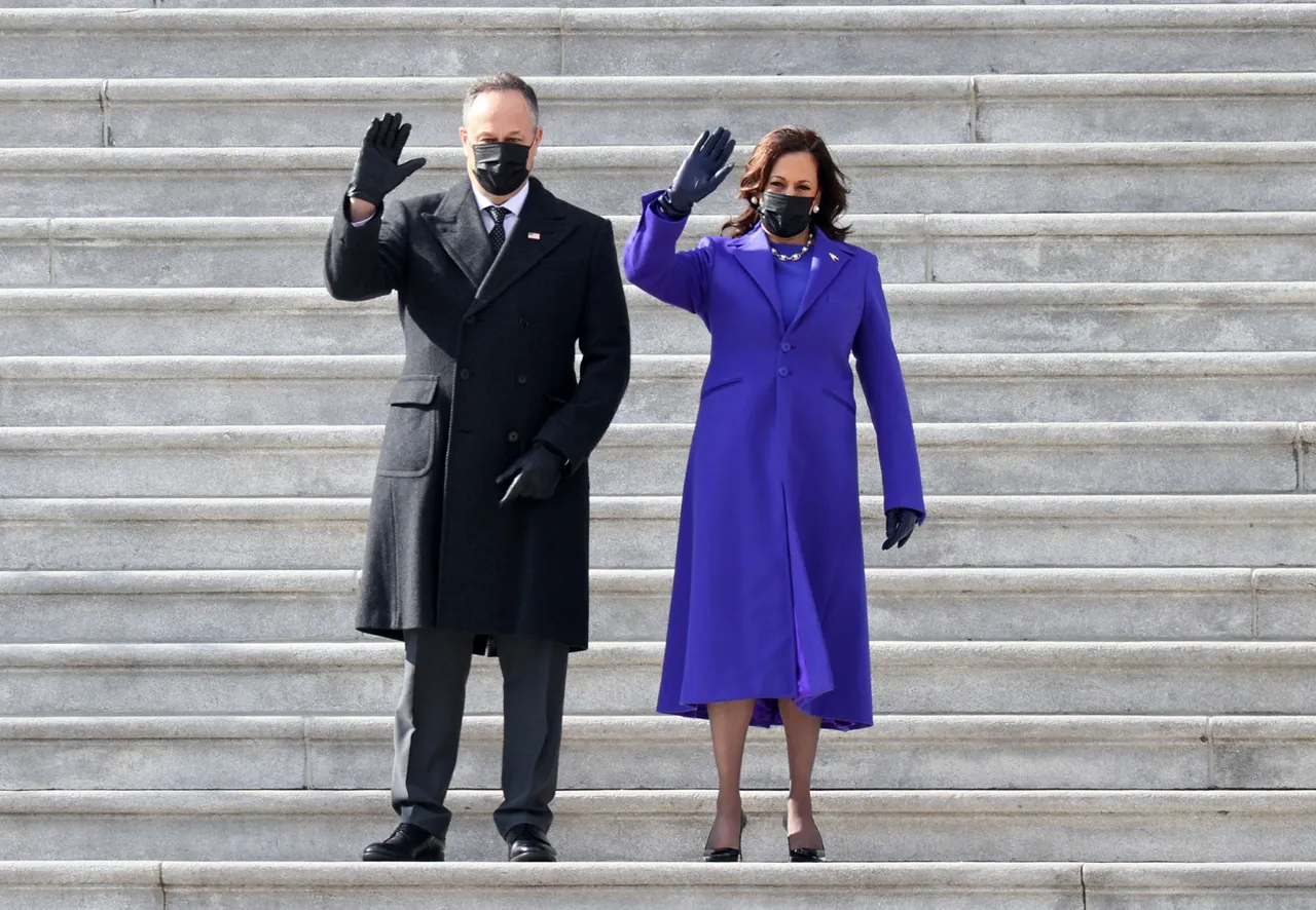 Kamala Harris in a purple dress by Christopher John Rogers