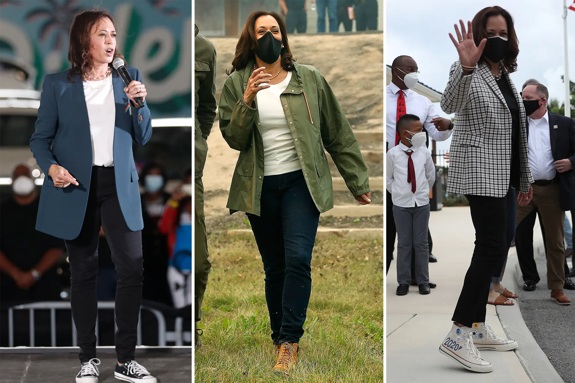 Merging tradition and modernity by Kamla Harris in Powersuits