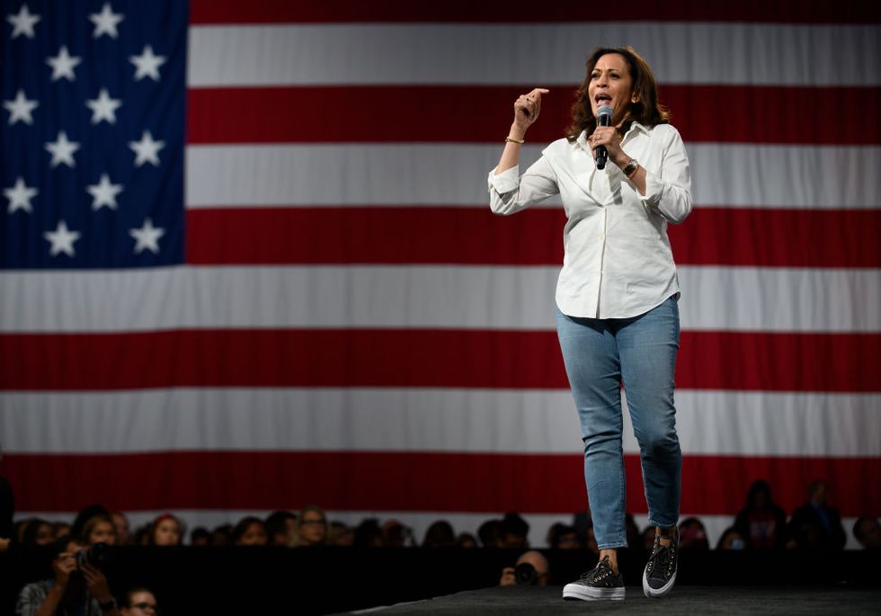 Merging tradition and modernity by Kamla Harris in Powersuits