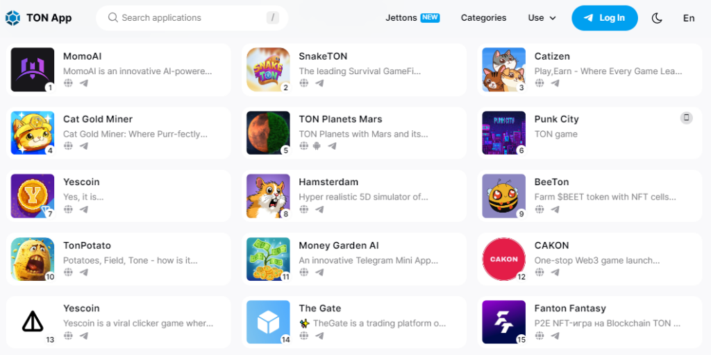 Ton network games