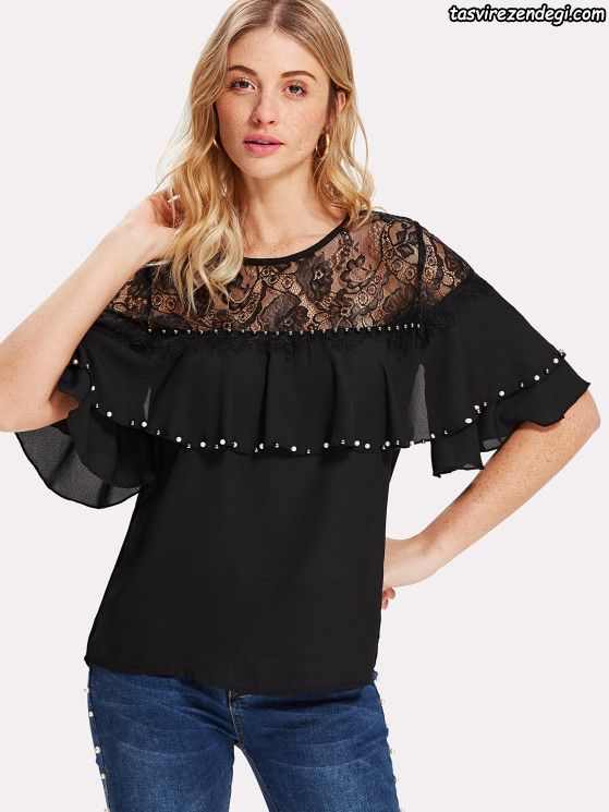 Women's black dress blouse for girls 
