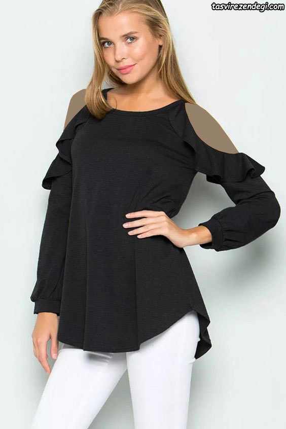 Women's black blouse for girls 