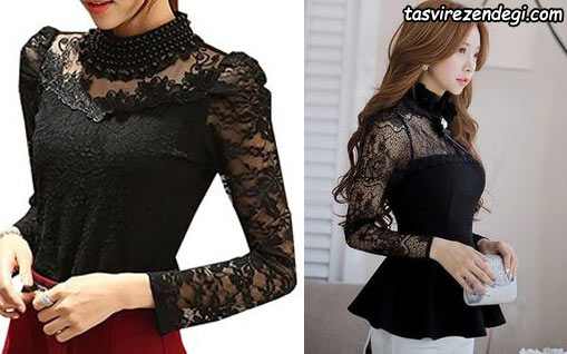 Women's black dress blouse for girls 