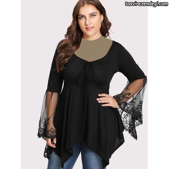 Women's black silk blouse for girls 