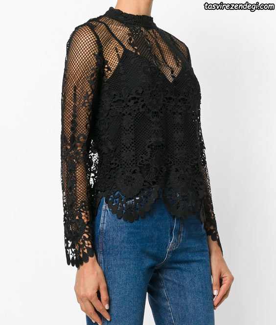 Women's black silk blouse for girls 