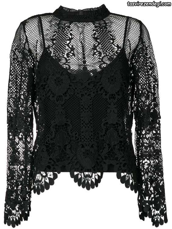 Women's black silk blouse for girls 