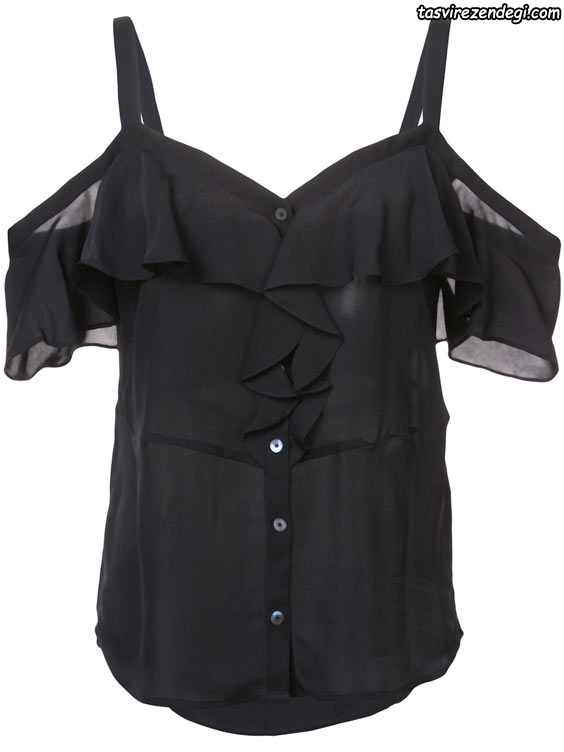 Women's black silk blouse for girls 