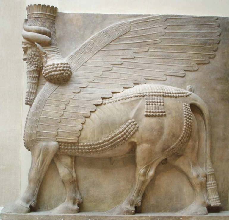 Winged cow relief