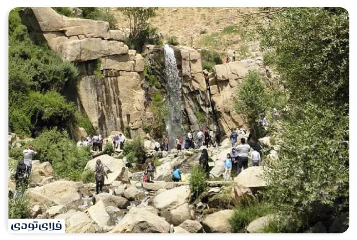Ganjnameh waterfall in Hamadan is one of the most beautiful waterfalls in Iran
