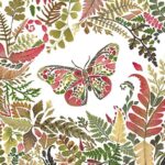 A butterfly among flowers and leaves by Helen Ahpuransiri; Photo source: Helenahpornsiri.com website