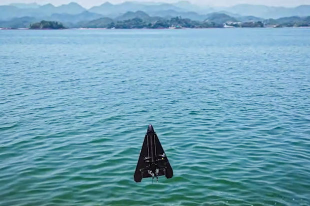 Chinese drone take off from the water