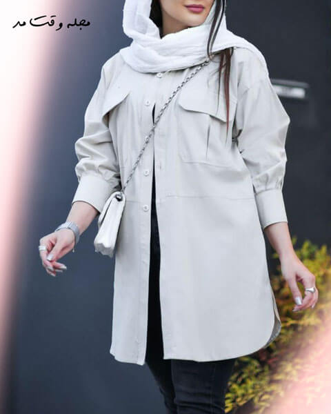Summer button-front linen coat model