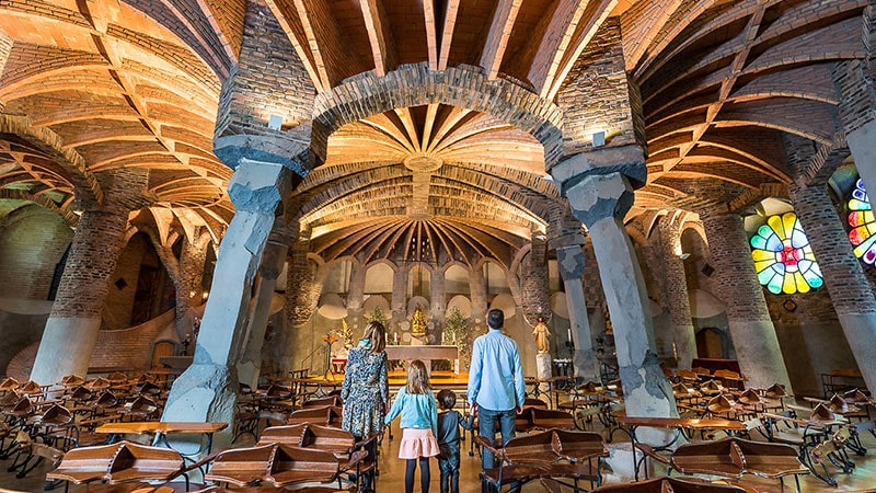 Colonia Guell Church, the famous work of Aoni Gaudi in Barcelona