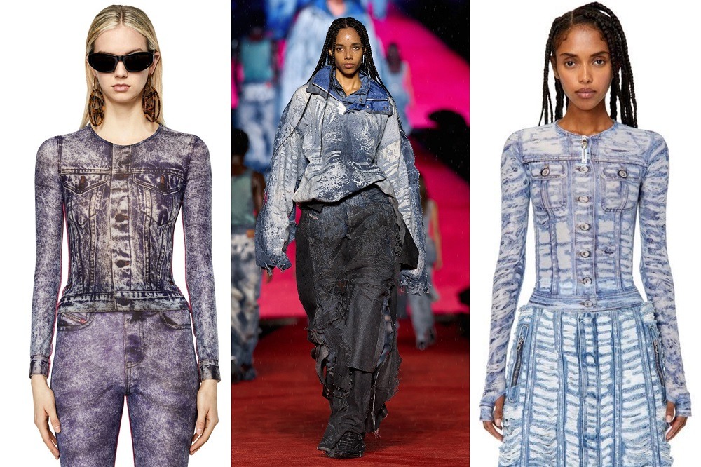 Using the trompe l'oeil technique to create the look of denim on other fabrics