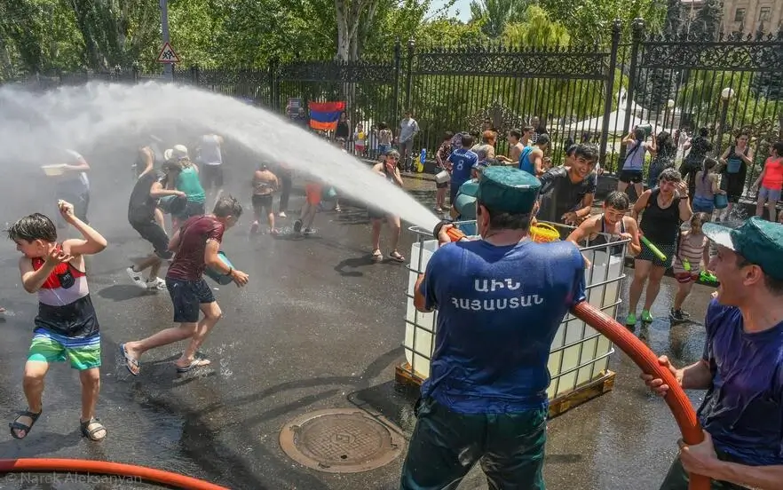 Children at the water sprinkling ceremony in Armenia