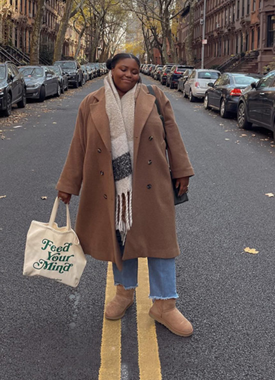 With a woolen coat
