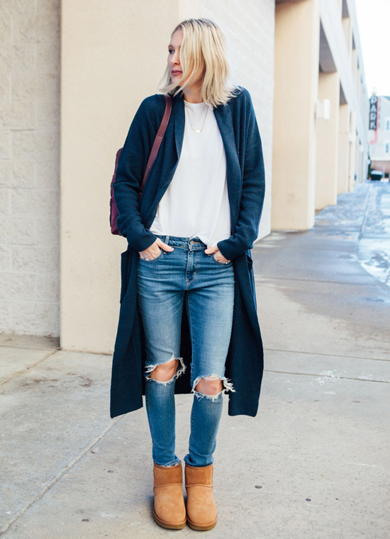 Boots with jeans and a coat