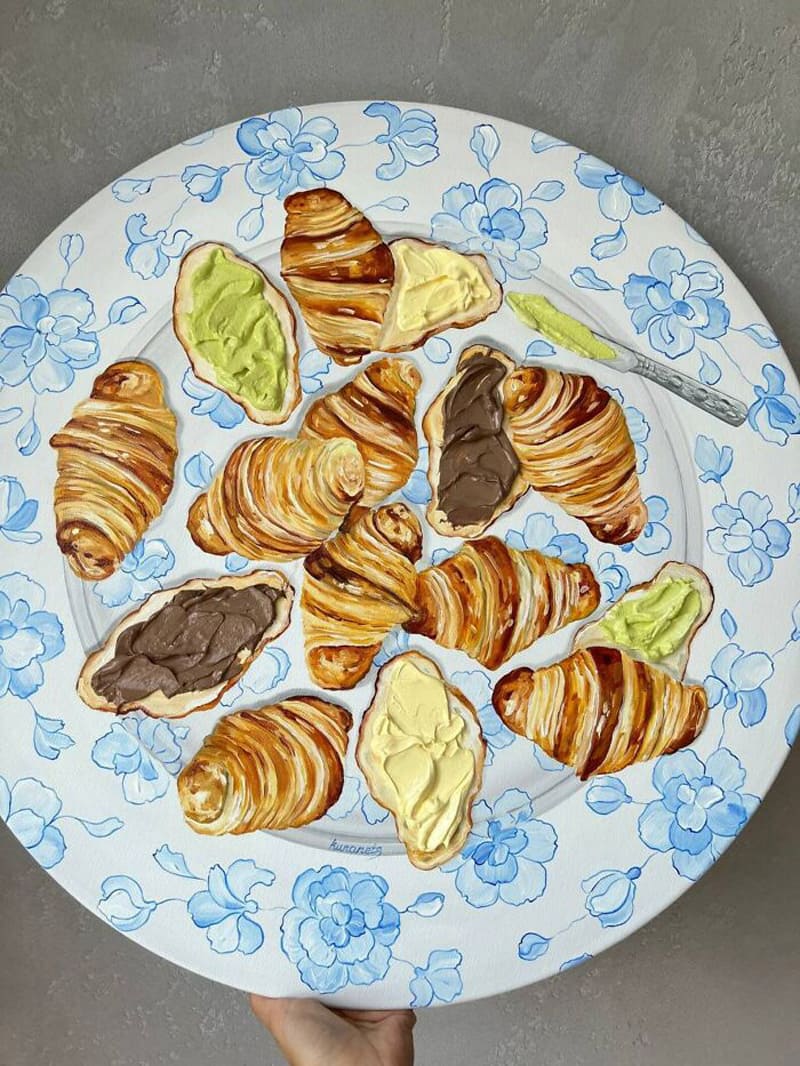Paied mini croissas on a plate