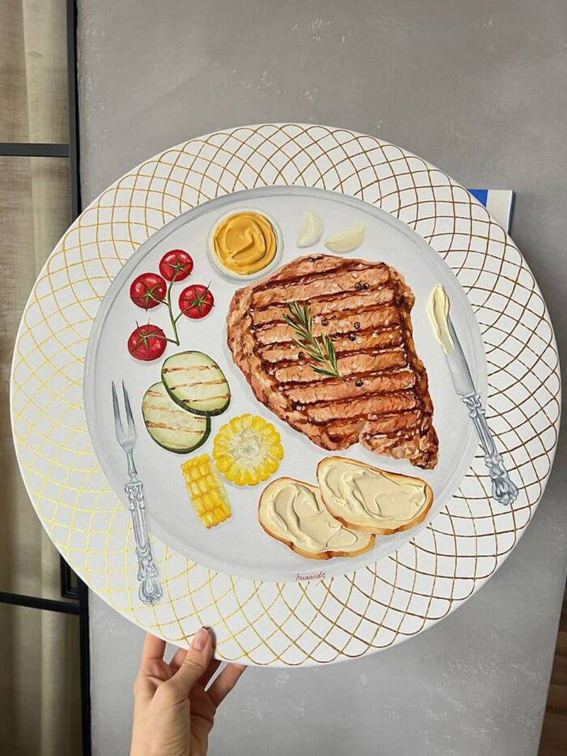 Paiing of meat on a plate