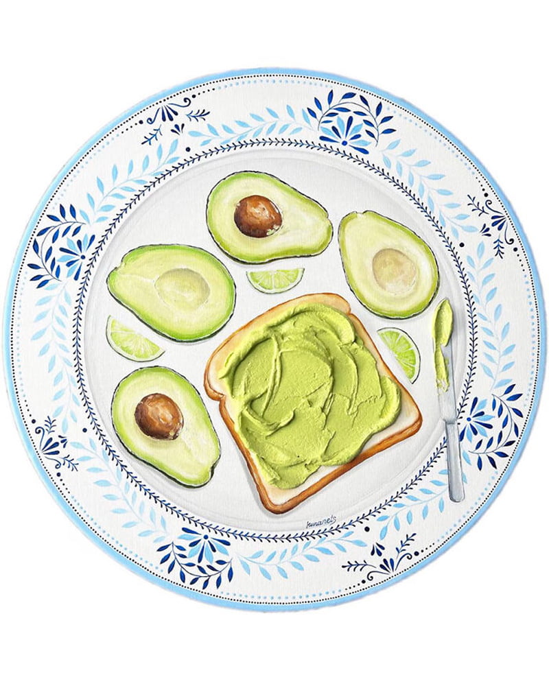 The role of toast and avocado cream on the plate