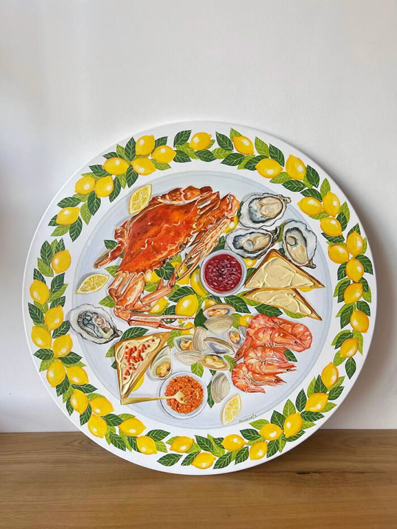 Seafood paiing on a plate
