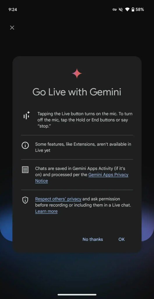 Gemini Live feature