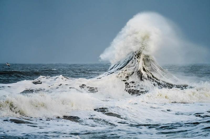 The effect of the storm on the sea water in the photography coest
