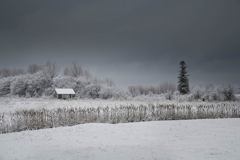 Wier in a village in the Canadian province of Quebec