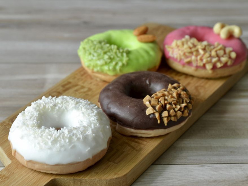Donut-shaped soaps with differe toppings