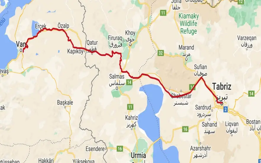 Tabriz-Van train route for land trip to Istanbul