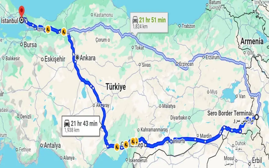 Saro border to Istanbul by private car