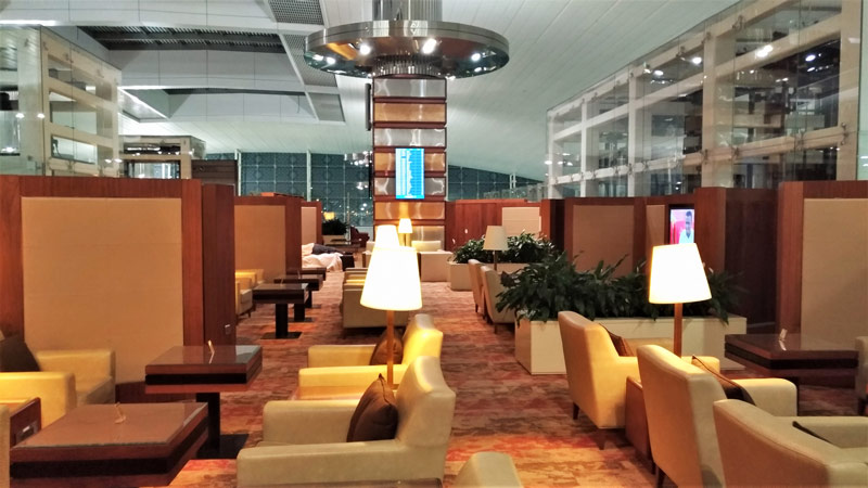 Comfortable furniture of the business lounge of Emirates Airlines in <a href=