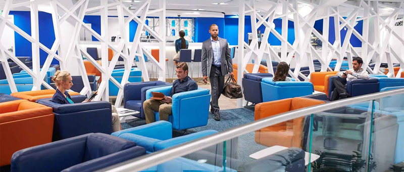 passengers in the business lounge of the airport; Photo Source: Flydubai, Photographer: Unknown