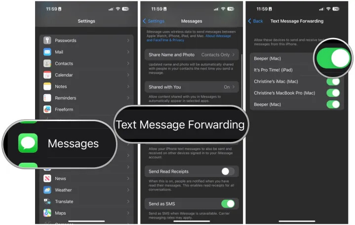 settings Using iMessage on an Android phone or tablet