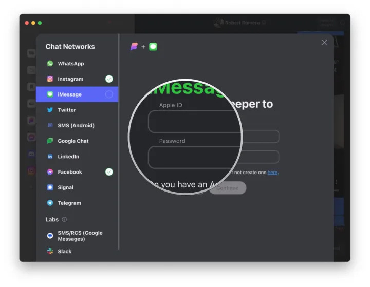 credeials Using iMessage on an Android phone or tablet