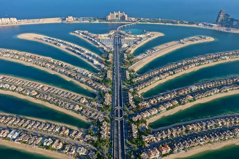 Palm Jumeirah artificial island from above, photo source: Ax capital website, photographer: unknown