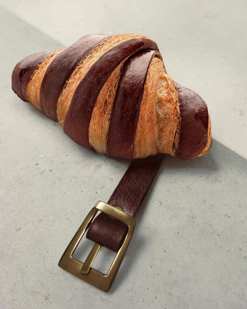 Combined photo of croissa and belt