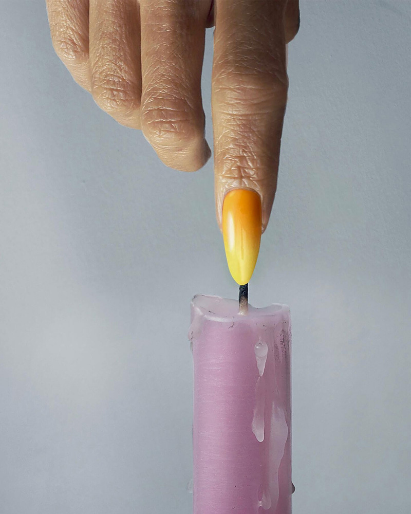 Combined photo of candles and nails