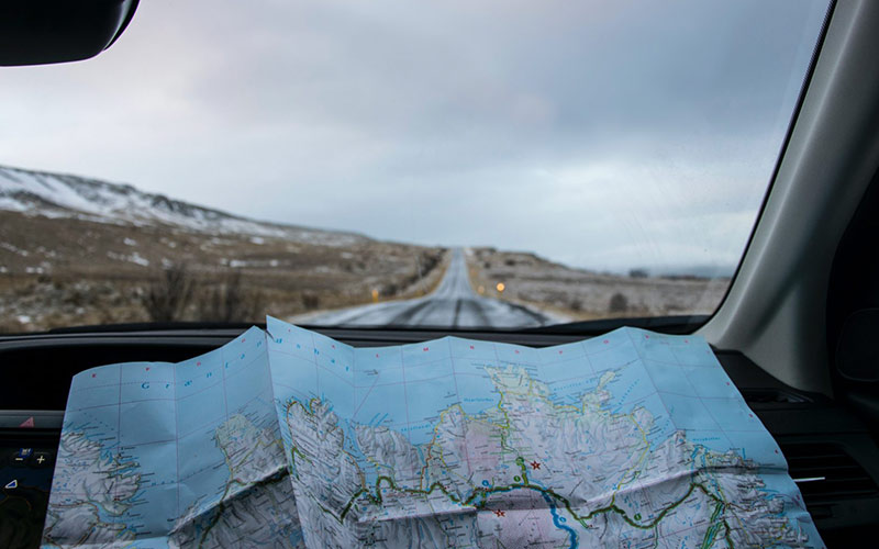 Using a map on a road trip