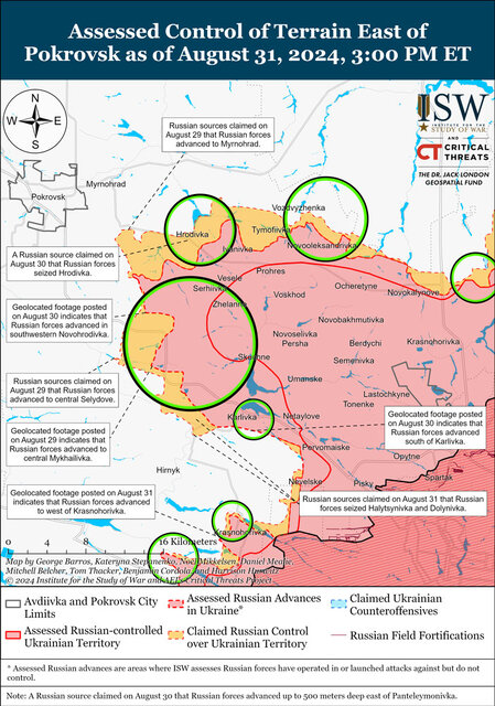 England's recognition of Russia's advance towards the strategic city of Pokrovsk
