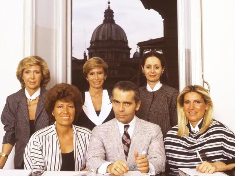 Karl Lagerfeld with the Fendi sisters