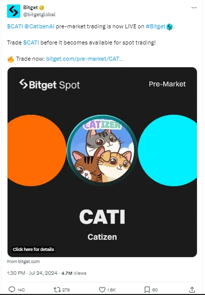 The listing of Katizen in the market before the launch of the Bitgate exchange