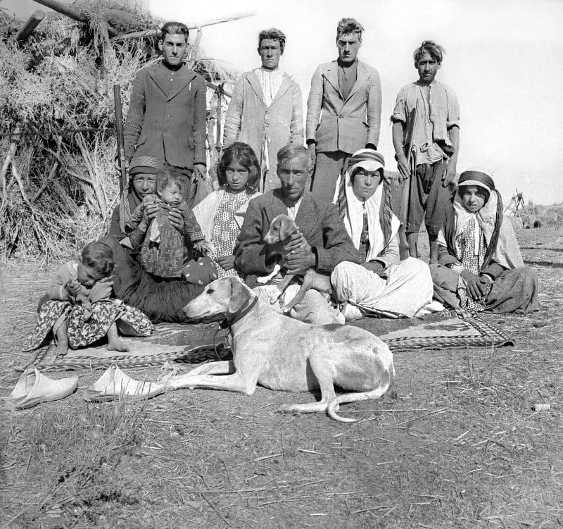 Nomadic family of ancie Iran with a herding dog